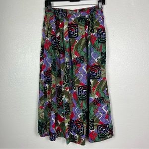 Alan Edwards Multicolored Midi Skirt Elastic Waist Side pockets Rayon 27 Waist